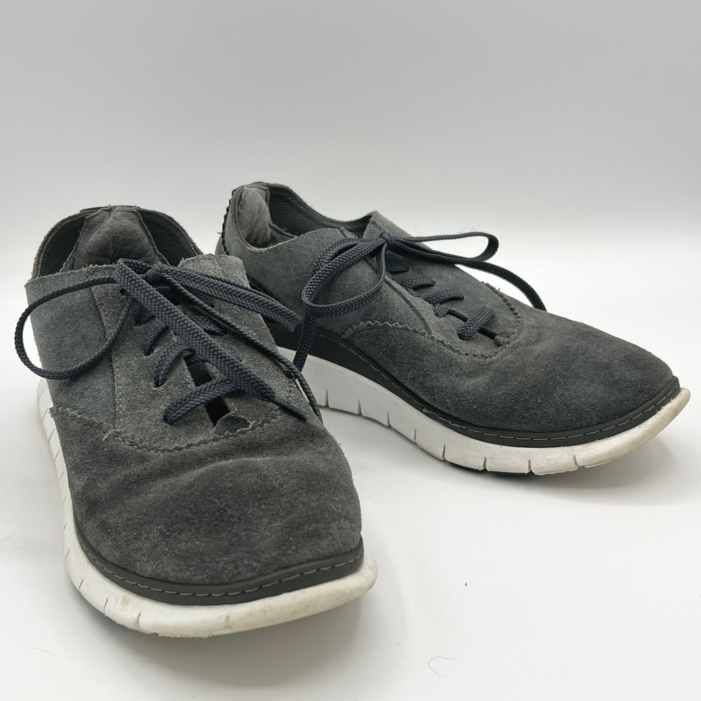 Vionic Taylor Women's M Suede Oxford Sneakers Grey Leather Lace Up Shoes TVW5174